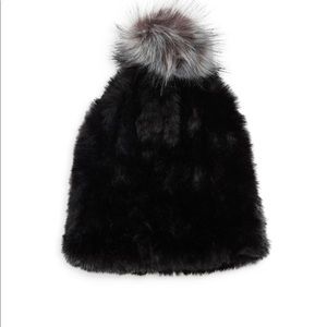 Renvy Faux Fur Pom-Pom Beanie